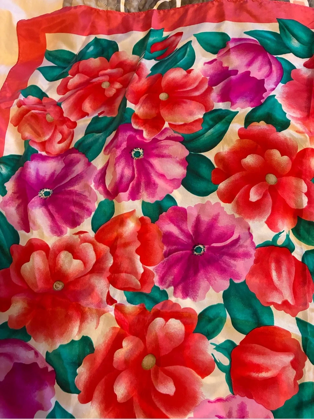 Adrienne Vittadini Pink Oversize Vintage 100% Silk Scarf